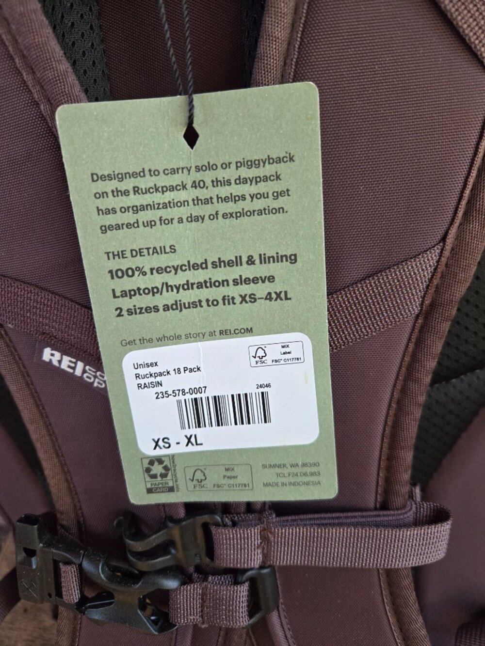 REI 18L Rucksack - Raisin - Picture 4 of 8